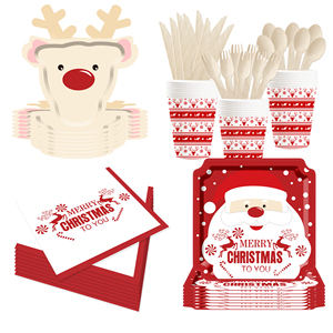 DAMAI Customized Disposable Paper <b>Plates</b> with Santa and Christmas Tree Pattern Christmas Theme Tableware <b>Set</b> Decorations - Product Image 4