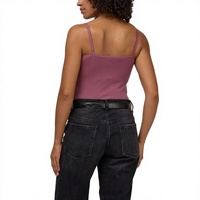 Débardeur de yoga sportif en tricot écologique pour femme avec logo personnalisé, col rond et bretelles spaghetti, idéal pour la gym et la course à pied