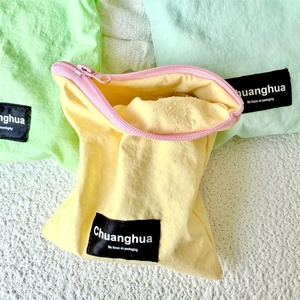 BSCI Small Eco Friendly Custom Label Zipper Pouch Make up Travel Plain Yellow Calico Cotton Canvas Makeup Cosmetic <b>Bag</b> With Logo - Product Image 6