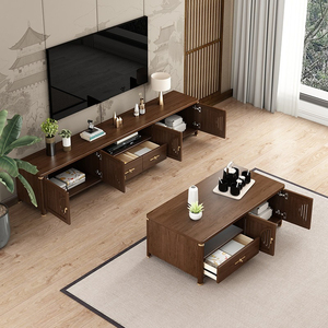 LXYX Modern Simple Solid Wood Multi-functional TV Stand & Living Room Storage Cabinet & <b>Small</b> <b>Coffee</b> <b>Table</b> Combo - Product Image 2