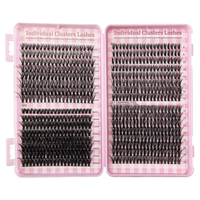 Kit de cils en grappes synthétiques réutilisables et moelleux pour extensions de cils DIY, avec logo personnalisé, vente en gros, marque privée, emballage de luxe