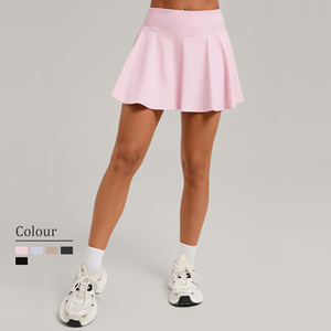 Jupe de yoga et de tennis plissée pour femmes avec poches latérales Spandex/Nylon Anti-UV Respirant Séchage rapide Vêtements de sport - Product Image 1