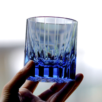 Gelas Kristal Edo Kiriko Desain Japandi Motif Bunga Cangkir Tumbler Whisky 6 Warna Wine Whiskey