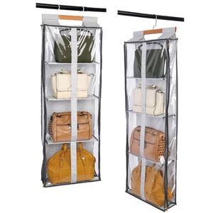 Organisateur de rangement suspendu pour sacs à main, nouveau sac de rangement pour placard avec 4 étagères pour optimiser l'espace de la garde-robe - Product Image 1