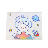 Étui à crayons en plastique épais de dessin animé, organisateur de papeterie créatif, sac de documents de bureau pour étudiants, mignon, avec sangle de poignet et fermeture éclair