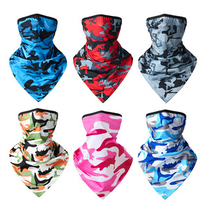 Masker Bersepeda Penutup Wajah Olahraga Penutup Leher Bandana Penutup Kepala Handuk Segitiga Penutup Telinga Bahan Sutra Es Polyester Bernapas Pelindung Matahari Luar Ruangan - Product Image 1
