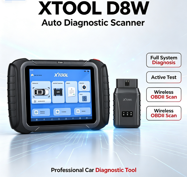 XTOOL D8W Automotive Diagnostic Scan Tool & Key Programming Support CAN FD & DoIP, ECU Coding, Bi-Directional Control, 38+Resets