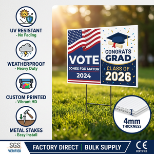 Letrero de Jardín de Calidad Premium con Estacas Metálicas para Campañas Políticas, Fiestas de Graduación, Letreros para Césped, Letreros Impresos Personalizados de 4 mm - Product Image 1