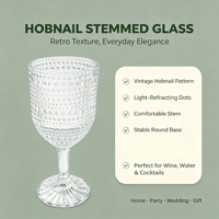 Gobelets à vin en cristal sans plomb transparents, à motif gaufré vintage, vente en gros, logo personnalisé, motif à pois rétro, compatibles lave-vaisselle