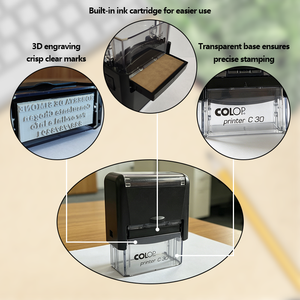 Tampon <span class=keywords><strong>encreur</strong></span> automatique <span class=keywords><strong>COLOP</strong></span> C30 en plastique noir rectangulaire personnalisé pour nom/adresse, impression numérique, bureau, entreprise, société - Product Image 3