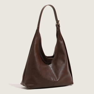 Bolso bandolera de gran capacidad de cuero marrón oscuro, bolso de mujer de diseño retro minimalista - Product Image 2