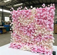 Rangkaian Bunga Sutra 5D Buatan Tangan Tahan Air Warna Pink untuk Dinding, Dekorasi Bunga Artifisial untuk Hari Ibu, Latar Belakang Pernikahan, Resepsi Panggung