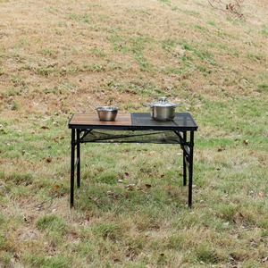 Table pliante de pique-nique et de camping d'extérieur, <span class=keywords><strong>hauteur</strong></span> réglable, avec rangement portable, en bois et fer, style moderne et simple, personnalisable - Product Image 3