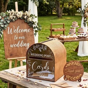 Wooden <b>Wedding</b> <b>Card</b> Drop <b>Box</b> Rectangle Reusable Desktop Storage <b>Wedding</b> Party Decor - Product Image 1