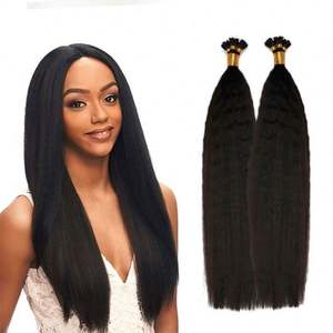 Amygirl Venta al por mayor Kinky Straight Virgin Brazilian Hair I Tip Extensiones de cabello Keratin Micro Link Extensiones de cabello - Product Image 2
