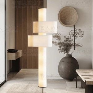 Lampe de sol zen minimaliste de designer japonais, 120 cm, LED, lumière chaude, commande tactile, salon, chambre à coucher, décorative - Product Image 1