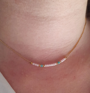 Zooying chaîne en acier inoxydable multicolore délicat Ombre dégradé or rempli rose Turquoise Miyuki collier ras du cou pour les femmes - Product Image 6