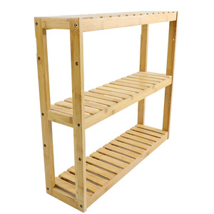 Custom-made bamboo bathroom storage <b>rack</b>, <b>wall</b>-mounted storage <b>rack</b>, multi-functional flower <b>rack</b> and <b>shoe</b> <b>rack</b> for home use. - Product Image 3