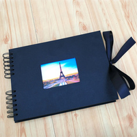 2020 nouveau 29.7*21cm 80 Page bricolage Kraft Album Photo à la main Scrapbook avec spirale noire reliure fenêtre cadeaux papier couverture