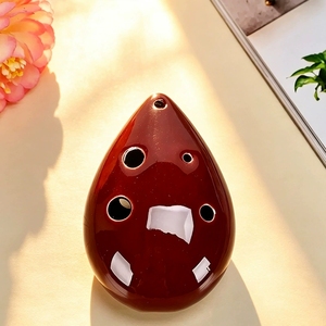 Ocarina en porcelaine émaillée unie à 6 trous, forme goutte d'eau, instrument de musique portable pour l'enseignement, vente en gros - Product Image 6