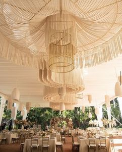Lustre LED professionnel sur mesure en tissu et métal, design artistique, pour mariage, <span class=keywords><strong>taverne</strong></span>, hôtel, restaurant - Product Image 3