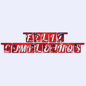 Guirlande de papier Joyeux Anniversaire Coccinelle 2,1 m, lot de 2 - Product Image 1