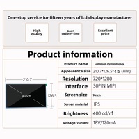 Module LCD IPS 9 pouces, résolution 720x1280, interface MIPI, qualité industrielle, orientation portrait, rétroéclairage LED, 400 nits, marque HKC