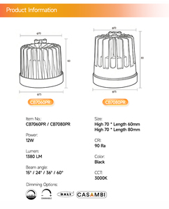 Lámpara Empotrable en Techo AR70 de 36V 400mA 14W, COB, Aluminio, Módulo LED AR70, Luz Direccional - Product Image 6