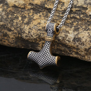 yunnique Pendentif marteau de Thor en acier inoxydable, bijoux pour hommes, collier Viking, cadeau - Product Image 2