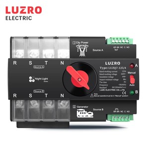 ממיר פוטו-וולטאי LUZRO LUZ 4P תלת פאזי 4 חוטים, התקנה על פס דין, מחליף אוטומטי להמרת חשמל כפול, מפסק 6kA - Product Image 2