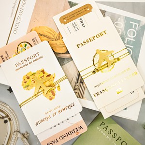 Thème de voyage carte <span class=keywords><strong>d</strong></span>'embarquement passeport Anime amour Invitations de mariage imprimables papier UV Destination modèle <span class=keywords><strong>d</strong></span>'invitation de mariage - Product Image 3