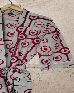 Kimono de Algodón con Estampado Floral, Transpirable, de Manga Larga, Ropa de Dormir Étnica, Pareo de Playa para Mujer - Product Image 4