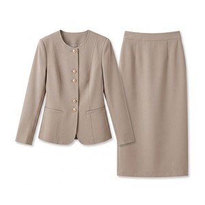 Damen Kragenloses Anzug-Set <span class=keywords><strong>Blazer</strong></span> und Midirock 3 Farben Goldknöpfe Übergröße S-5XL Büro-Arbeitskleidung Business-Outfit Großhandel - Product Image 1