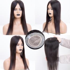 Topper de PU de seda 5,5x5,5 para <span class=keywords><strong>mujer</strong></span>, Color <span class=keywords><strong>Natural</strong></span>, doble seda, 100%, cabello humano, Clip, aspecto <span class=keywords><strong>Natural</strong></span>, novedad - Product Image 6