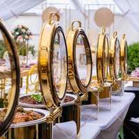 Ensemble de buffet de comptoir de chauffe-plats de mariage doré Offre Spéciale plats de chauffe-plats hydrauliques ronds en acier inoxydable 6.0L