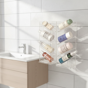 Étagère porte-shampoing personnalisée sans perçage, fixation murale par <span class=keywords><strong>ventouse</strong></span>, rangement flottant, support transparent, organisateur de <span class=keywords><strong>douche</strong></span> en acrylique pour salle de bain - Product Image 2