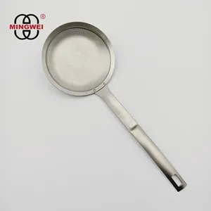 MINGWEI Perforated Steel Handle Skimmer Fine Mesh Spoon Fried Food Oil Colander Strainer Skimmer For Kitchen