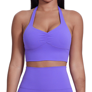 Chất Lượng Cao Của Phụ Nữ Độn Thể Thao Áo Ngực Mềm Nén Scrunch Hỗ trợ Halter Cổ Tập Thể Dục Áo Ngực Phòng Tập Thể Dục Chạy Yoga-Miễn Phí XS Xl - Product Image 1