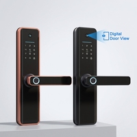 Serrure Intelligente OEM d'Usine avec Caméra Visuelle, Déverrouillage à Distance, Interphone Bidirectionnel, Empreinte Digitale, Mot de Passe, Carte, WiFi et Cloud pour Porte en Bois