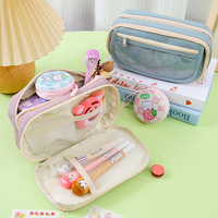 Trousse à crayons multifonctionnelle transparente à neuf couches en nylon avec fermeture éclair, grande capacité, idéale pour la papeterie - Offre spéciale