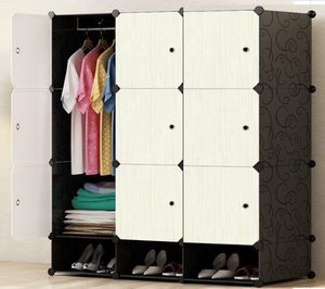 Organisateur de rangement pliable en plastique pour vêtements avec 9 compartiments et 1 barre de suspension pour appartement - Product Image 4