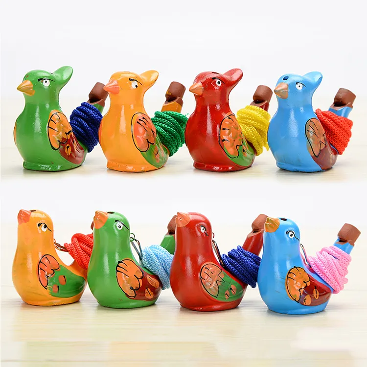 2 PCS Bird Water Whistles Purple Clay Pottery Waterfowl Whistle for Birthday Favors Gifts or Outdoor Accessories 