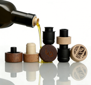 Tapón dispensador <span class=keywords><strong>de</strong></span> <span class=keywords><strong>corcho</strong></span> sintético negro para botella <span class=keywords><strong>de</strong></span> <span class=keywords><strong>aceite</strong></span> <span class=keywords><strong>de</strong></span> oliva, con tapa <span class=keywords><strong>de</strong></span> madera <span class=keywords><strong>de</strong></span> nogal, tamaño 19.5mm 18.5mm, al por mayor - Product Image 3
