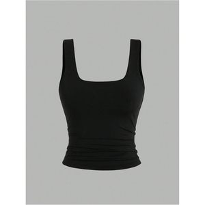 FOXA Women's Crop Tank Top <b>Set</b> <b>Square</b> Neck Sleeveless Ruched Basic Tops Pack 3 Piece Y2k Style - Product Image 5