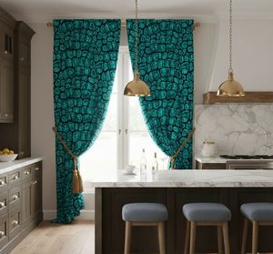 Premium Crocodile Skin Texture Window <b>Curtains</b> Dense Floral Pattern 70% Light Blocking Fabric Drapes <b>for</b> Living Room Bedroom - Product Image 2