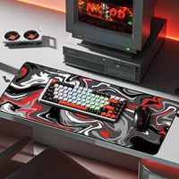 Grand tapis de souris de jeu d'art abstrait rouge et noir étendu avec tapis de souris en caoutchouc antidérapant pour le bureau à domicile