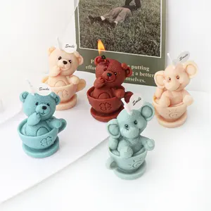 Gấu Cup Elephant Silicone Khuôn Cho Handmade Nến Thạch Cao Xà Phòng Epoxy Nhựa Sô Cô La Trang Trí Thạch Cao Ice DIY Baking Khuôn