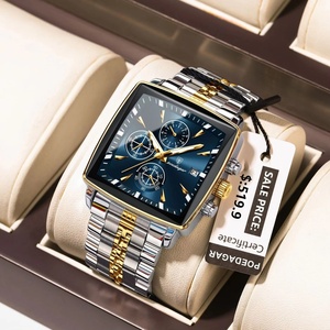Montre Homme Tendance Lumineuse Étanche Chronographe Date Montre-Bracelet Carrée en Acier Inoxydable Quartz Montres pour Hommes Reloj - Product Image 2
