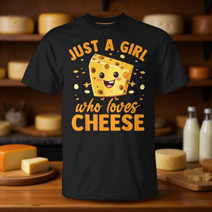 Camiseta para mujer con la frase 'Just A Girl Who Loves Cheese', divertida camiseta para amantes del queso - Product Image 3