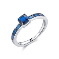 Bague OEM de luxe en argent sterling 925 avec pierre bleue taille émeraude pour femme, baguette de mariage, bagues fines en saphir et zirconium cubique 5a